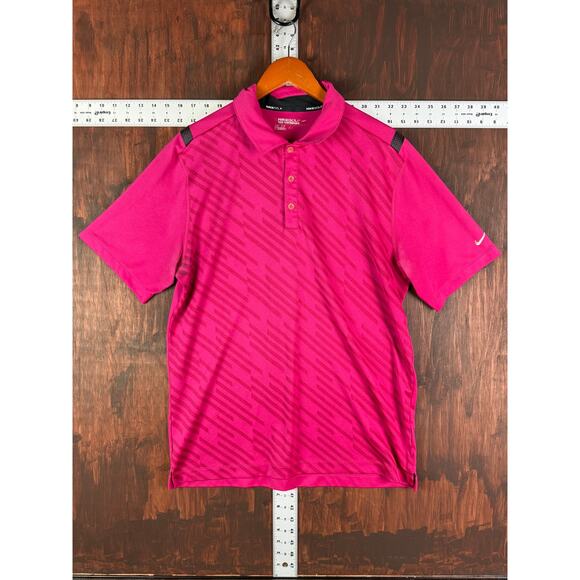 Nike Golf Tour Performance Dri Fit Activewear Geometric Shirt Fuschia Pink Large - Picture 2 of 9